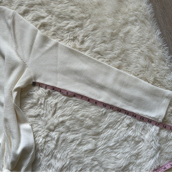Madewell Top Elwood Knot Front Long Sleeve Jacquard Ivory Cream XXL NWOT - Picture 12 of 12